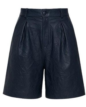 Conquista Faux Leather Bermuda Shorts - Blue