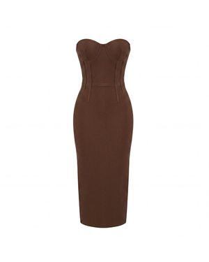 Irmak Su Guclu Orinoco Strapless Bandage Dress - Brown