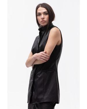 Maison Bogomil Long Faux Leather Vest - Black