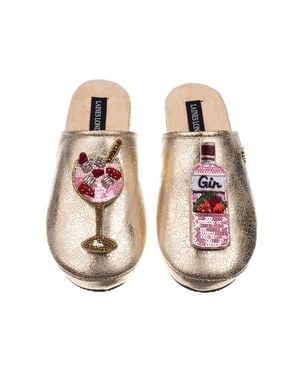Laines London Softie Slippers With Gin Brooches - Metallic
