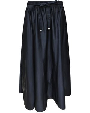 Roch Perel Satin Midi Pulley Skirt - Gray