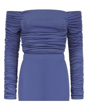 Celestine & Mae Vinca Off Shoulder Top - Blue