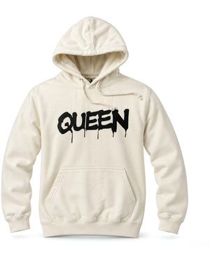 James Steward Neutrals Cream Graffiti Queen Hoodie - Natural