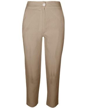 Haris Cotton Neutrals Ribbed Back Waist Linen Tapered Pants - Natural