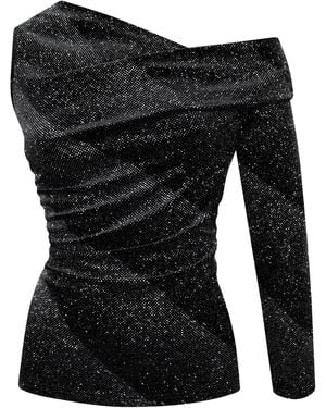 Me & Thee Misquotes & Sliver Velvet Top - Black