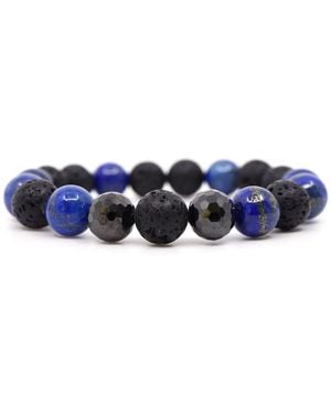 Shar Oke Lapis Lazuli, Cubic Zirconia & Lava Bracelet - Blue