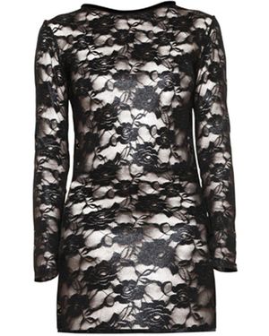 Terese Sydonna Metallic Stretch Lace Tunic Top - Black
