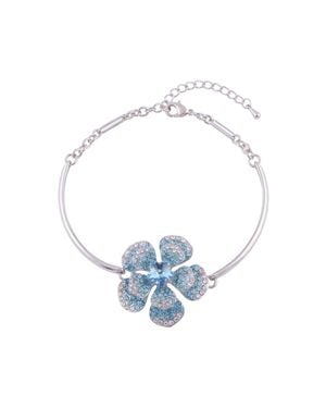 Modenaire Tone Crystal Flower Blossom Bracelet - Blue
