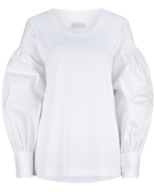 Dref Sherry Balloon Sleeve Top - White