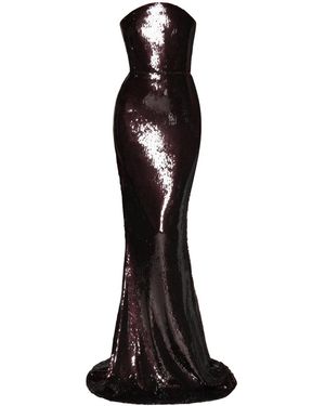 Moda Glam Harlowe Strapless Sequin Gown- Dark Plum - Black