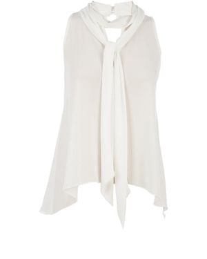 Conquista Neutrals Tie Detail Sleeveless Top Ecru - White