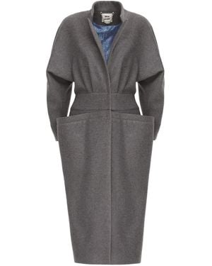 Julia Allert Architectural Wool-Effect Coat With Large Pockets - Gray