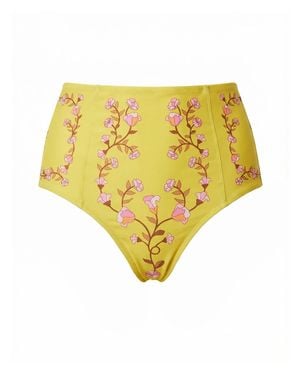 Jessie Zhao New York Bloom High Waisted Bikini Bottom - Yellow