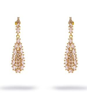 Ebru Jewelry Vintage Diamond Teardrop Earrings - Metallic