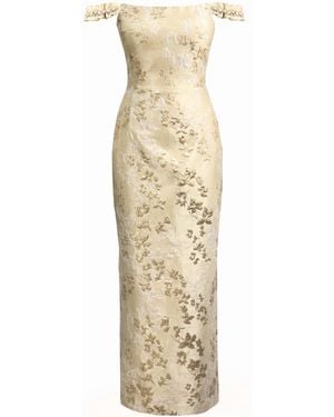 Gushka Jacquard Embellished Gown - Metallic