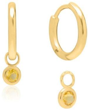 Auree Venice Citrine Huggie Hoop Earrings - Metallic