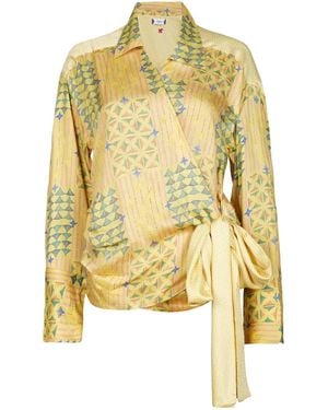 Maison Qala Sakura Wrap Shirt - Yellow
