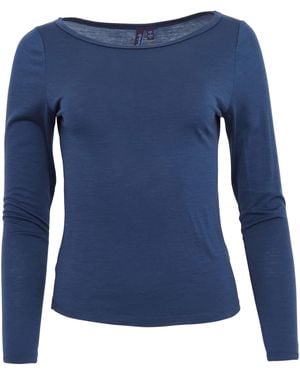 lords of harlech Carly Merino Long Sleeve Crewneck Shirt - Blue