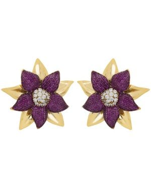 LÁTELITA London Marguerite Daisy Flower Large Stud Earrings Ruby - Purple