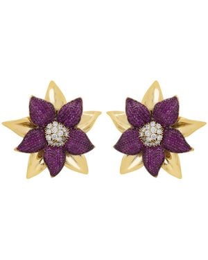 LÁTELITA London Marguerite Daisy Flower Large Stud Earrings Ruby - Purple