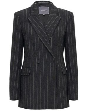 InAvati Striped Double-Breasted Jacket - Black