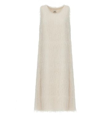 Julia Allert Neutrals Sleeveless Textured Pile Midi Dress - Natural