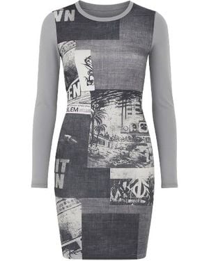 Conquista Print Stretch Dress - Grey