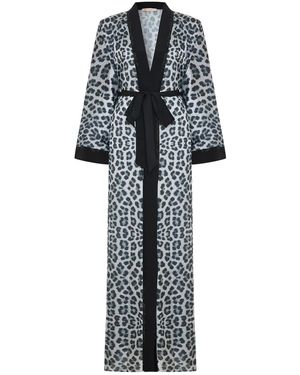 Roqaia Fashion House Leopard Luxe Kimono - Black