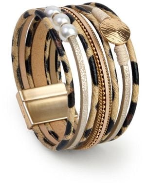 Saachi Animal Print Leather Bracelet - Metallic