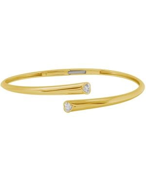 Artisan 14K Open Heart Diamond Cuff Bangle Bracelet - Yellow
