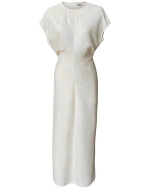 London Atelier Byproduct Neutrals Crinkled A Line Dress - White