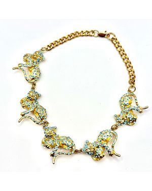 Achala Handcrafted Crystal Embellished Panther Choker - Metallic