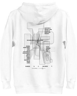 Anchor and Crew Gustatory Tokyo Coffee Scene Cotton Blend Embroidered Hoodie - White