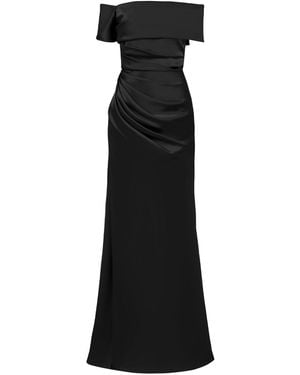 ALINA CERNĂTESCU Zamora Classic Triacetate Maxi Dress With Slit And Off Shoulder Neckline - Black