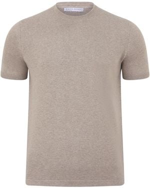 Paul James Knitwear Neutrals Midweight Julius Cotton Knitted T-Shirt - Grey