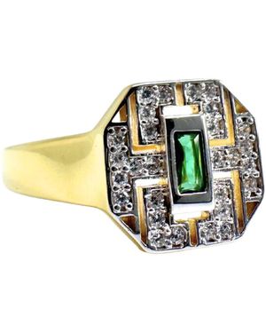 Black and Wild Emerald Crystal Ring - Metallic
