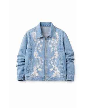 Born in Exile Destroyed Zipped Denim Jacket - Blue