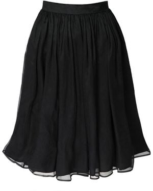 AVENUE No.29 Gathered Silk Midi Skirt - Black