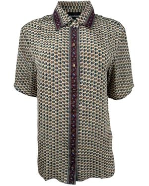 Monzlapur New York Embossed Botanic Short Sleeve Crepe Shirt - Grey