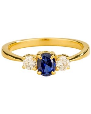 Juvetti Boble Ring Set With Sapphire & Diamonds - Metallic