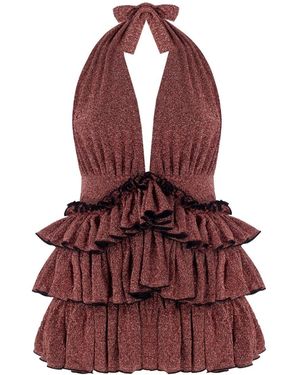Nur Karaata Bellano Sparkle Rose Dress - Red
