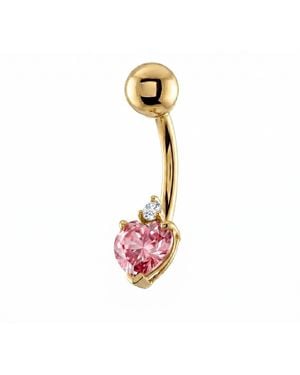 Zahav Jewelry 10K Solid Heart Shaped Cz Belly Ring - White