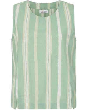 Luella Fashion Neutrals Paris Sleeveless Linen Top Printed - Green
