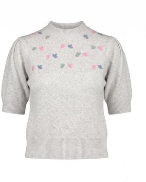 Tantra Spain Sl Short-Sleeved Sweater With Embroidered Birds - Gray