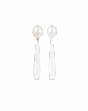 La Maison Gisel B. Long Colette Earrings - White