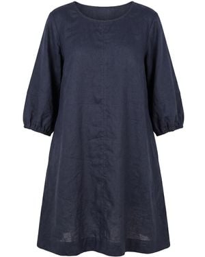 Adrift Clothing Hazel Short Linen Shift Dress - Blue