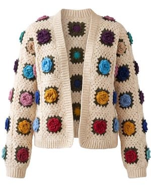 Ana Chic Crochet Rose Handmade Cardigan - White
