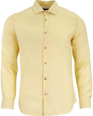 lords of harlech Lionel Linen Shirt - Yellow