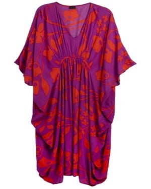 Saachi Bold Floral Deep Kaftan Maxi - Red
