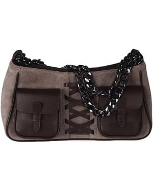 F3Rog by Rana Neutrals Taupe & Mini Leila Shoulder Bag - Black